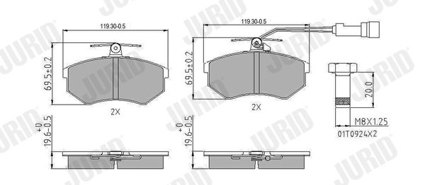 Kit de plaquettes de frein, frein à disque 