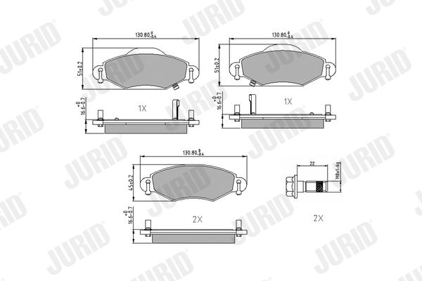 Kit de plaquettes de frein, frein à disque 