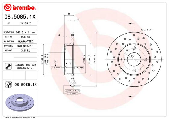 Disque de frein BREMBO XTRA LINE