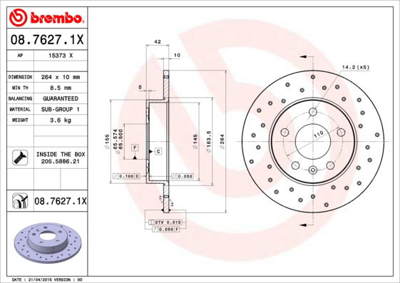 Disque de frein BREMBO XTRA LINE