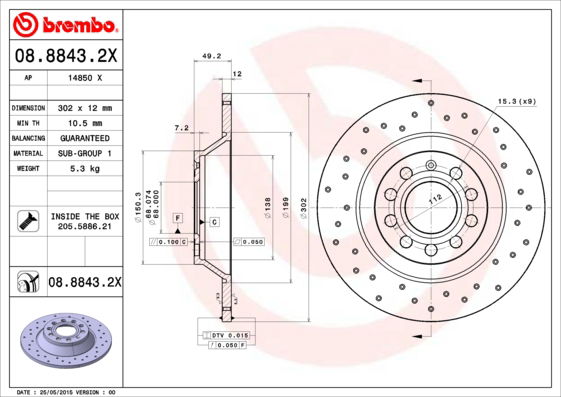 Disque de frein BREMBO XTRA LINE