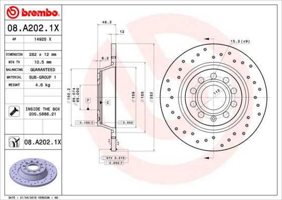 Disque de frein BREMBO XTRA LINE