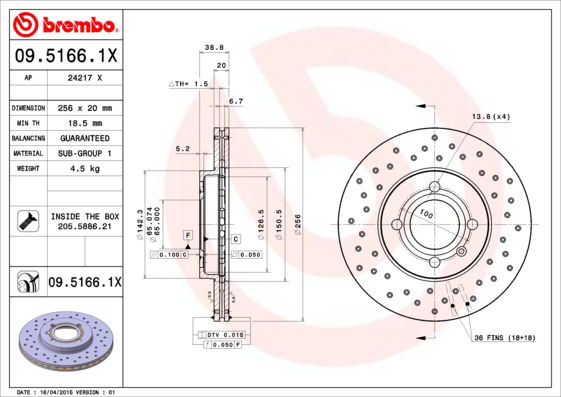 Disque de frein BREMBO XTRA LINE