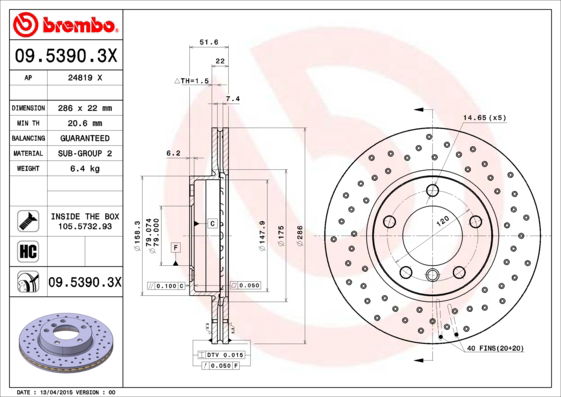 Disque de frein BREMBO XTRA LINE