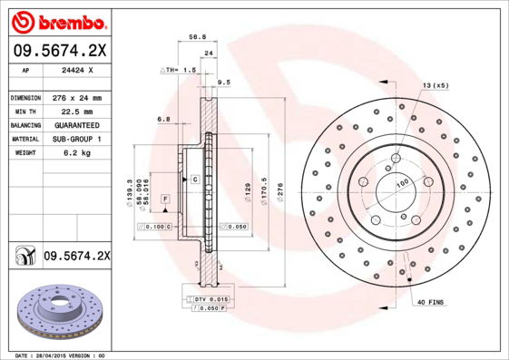 Disque de frein BREMBO XTRA LINE