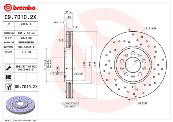 Disque de frein BREMBO XTRA LINE