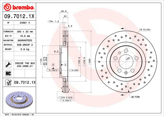 Disque de frein BREMBO XTRA LINE