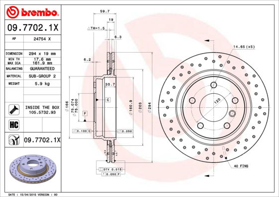 Disque de frein BREMBO XTRA LINE