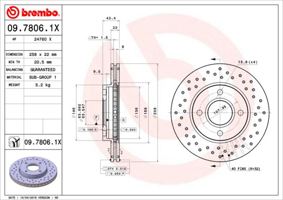 Disque de frein BREMBO XTRA LINE