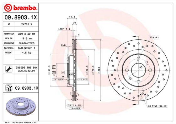 Disque de frein BREMBO XTRA LINE