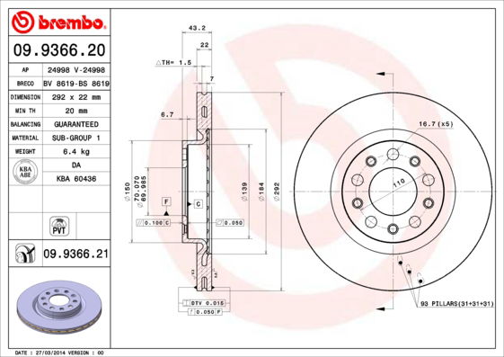 Disque de frein COATED DISC LINE