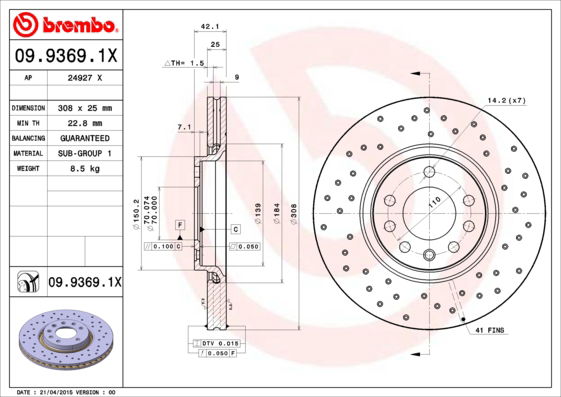 Disque de frein BREMBO XTRA LINE