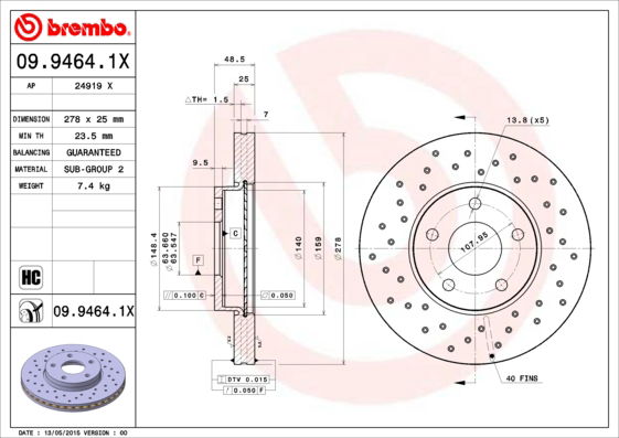 Disque de frein BREMBO XTRA LINE