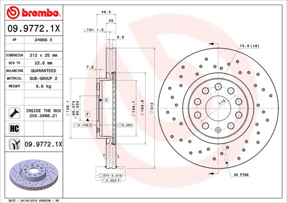 Disque de frein BREMBO XTRA LINE