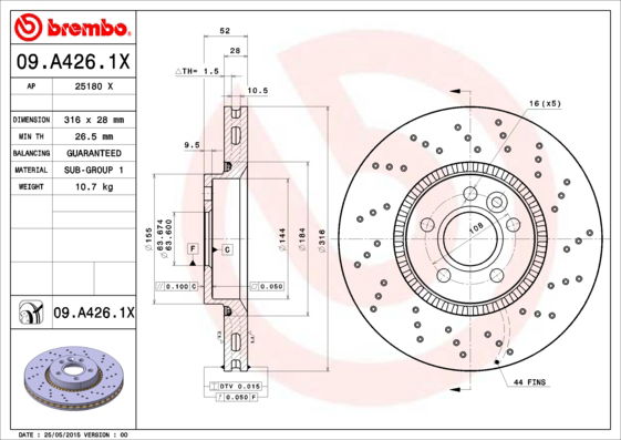 Disque de frein BREMBO XTRA LINE