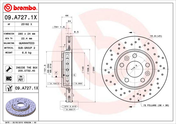 Disque de frein BREMBO XTRA LINE