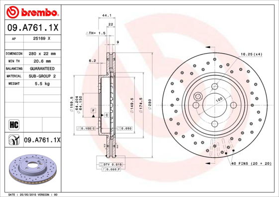 Disque de frein BREMBO XTRA LINE