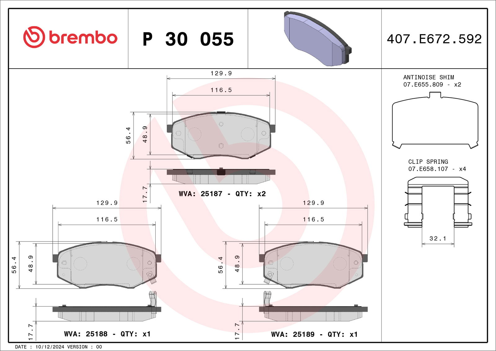 Kit de plaquettes de frein, frein à disque
