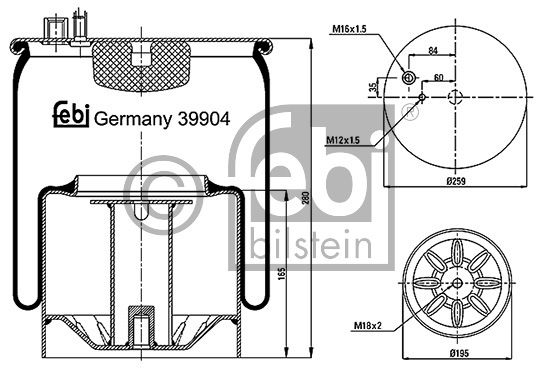Soufflet à air, suspension pneumatique
