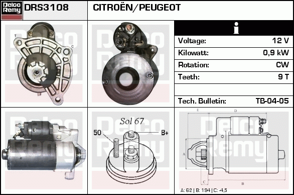 Démarreur Remanufactured REMY (Light Duty)