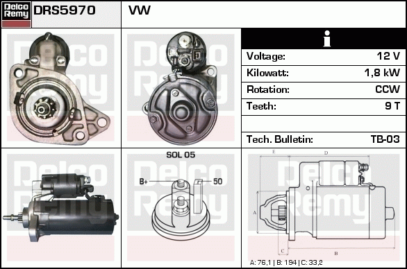 Démarreur Remanufactured REMY (Light Duty)