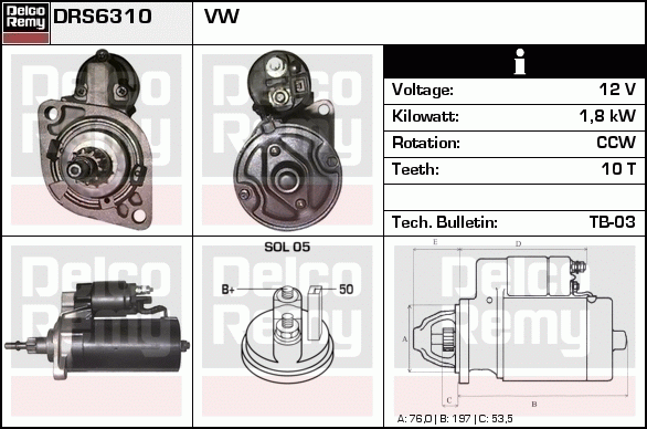 Démarreur Remanufactured REMY (Light Duty)