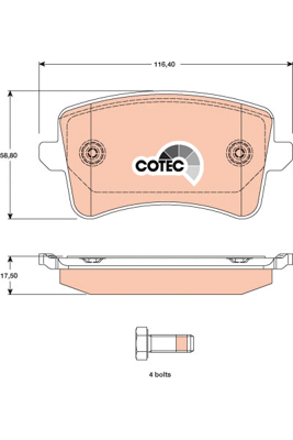 Kit de plaquettes de frein, frein à disque COTEC