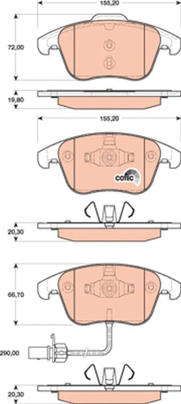 Kit de plaquettes de frein, frein à disque COTEC