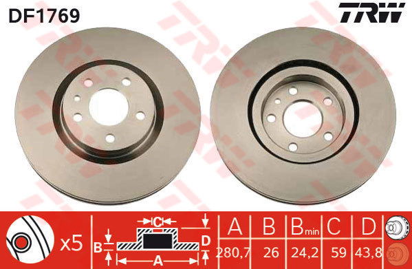 Jeu de 2 Disques de frein