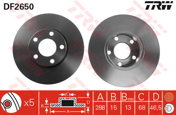 Jeu de 2 Disques de frein