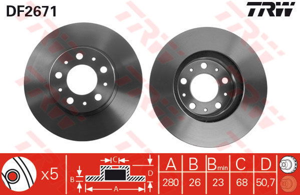 Jeu de 2 Disques de frein