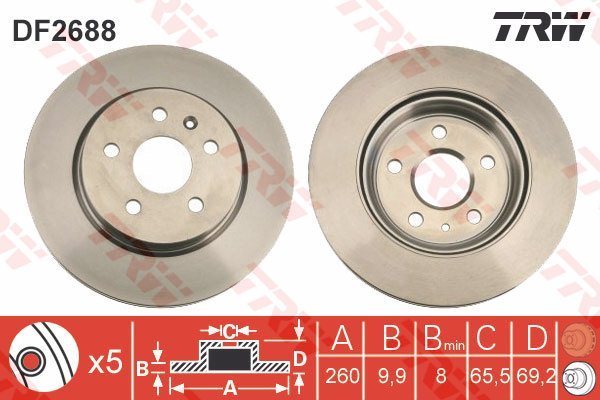 Jeu de 2 Disques de frein