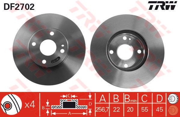 Jeu de 2 Disques de frein