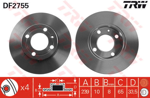 Jeu de 2 Disques de frein