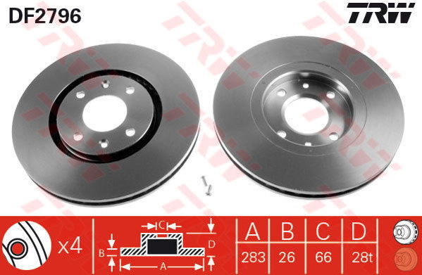 Jeu de 2 Disques de frein