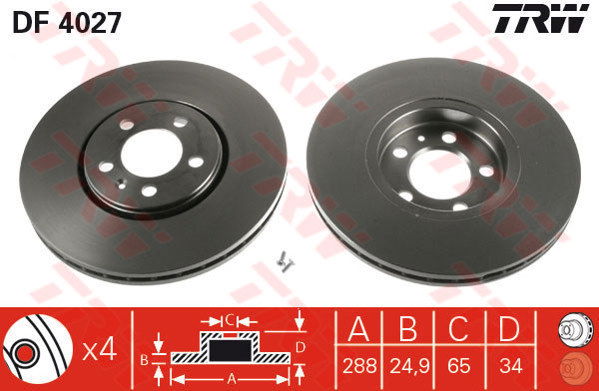 Jeu de 2 Disques de frein