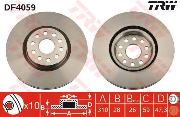 Jeu de 2 Disques de frein