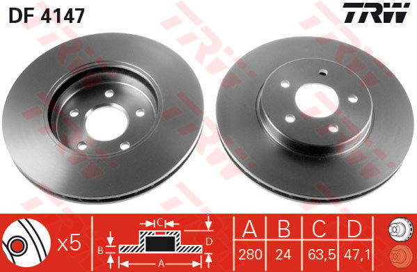 Jeu de 2 Disques de frein