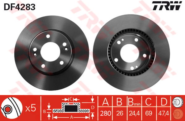 Jeu de 2 Disques de frein