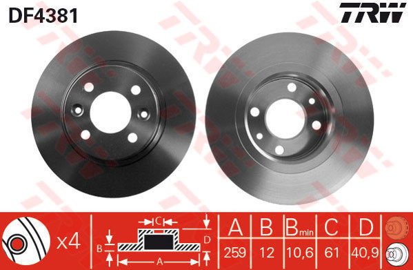 Jeu de 2 Disques de frein