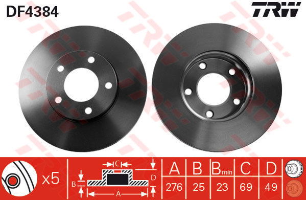 Jeu de 2 Disques de frein