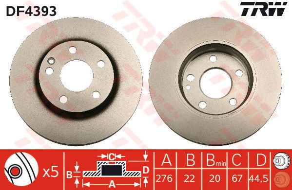 Jeu de 2 Disques de frein