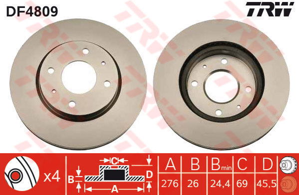 Jeu de 2 Disques de frein