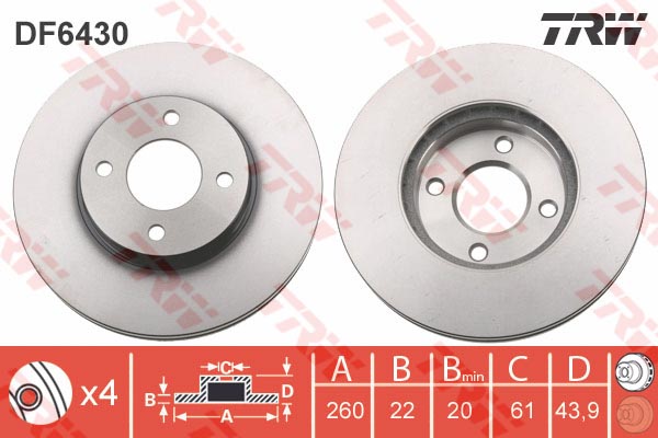 Jeu de 2 Disques de frein