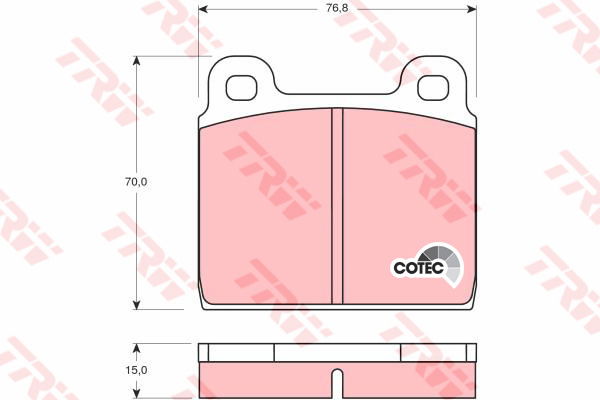 Kit de plaquettes de frein, frein à disque COTEC