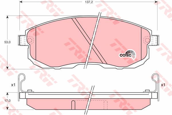 Kit de plaquettes de frein, frein à disque COTEC