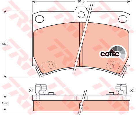 Kit de plaquettes de frein, frein à disque COTEC