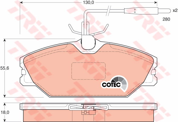 Kit de plaquettes de frein, frein à disque COTEC