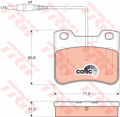 Kit de plaquettes de frein, frein à disque COTEC