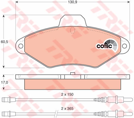 Kit de plaquettes de frein, frein à disque COTEC